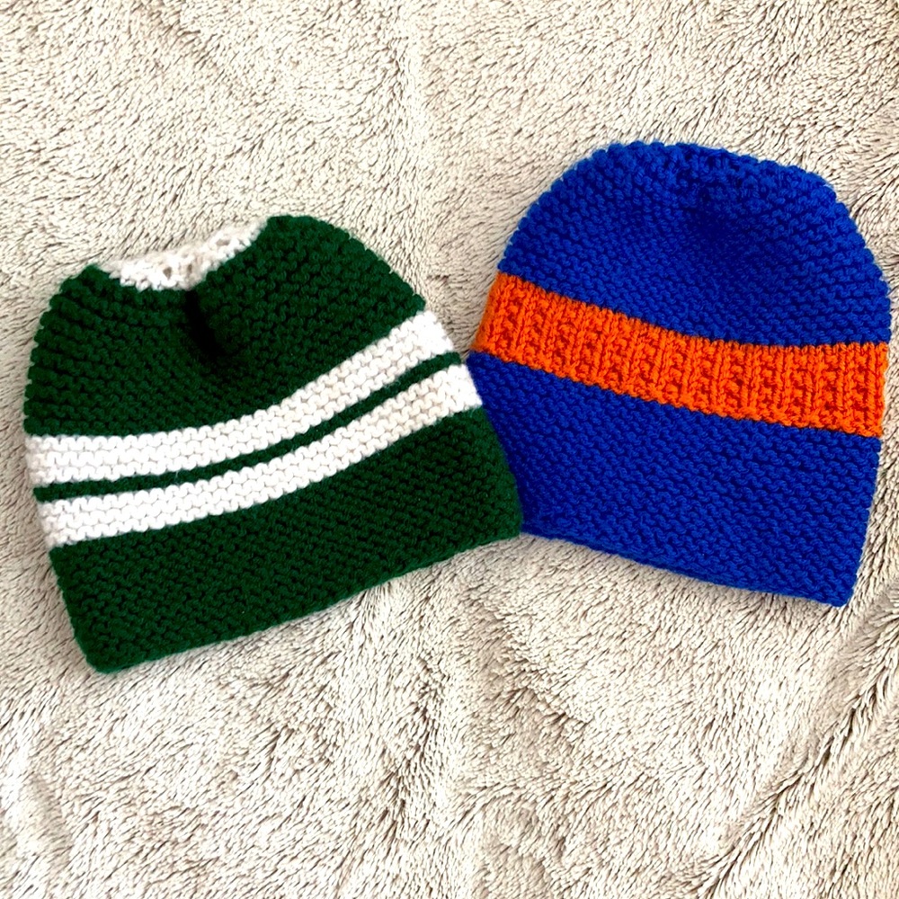 Winter Hat Youth Blue Green Set of 2